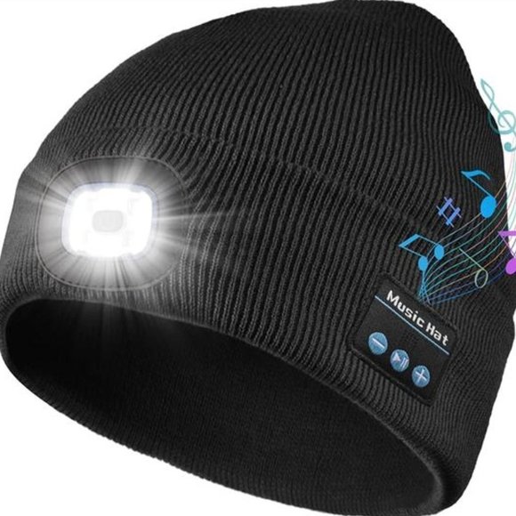 Bluetooth Beanie Hat with Light and Built-in Speaker Mic - Picture 1 of 3